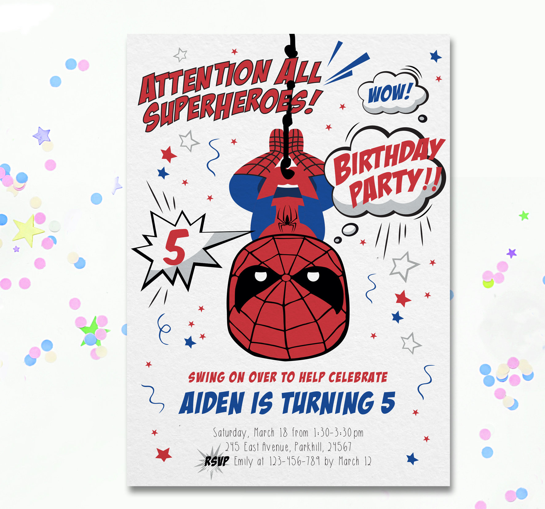 Spiderman Birthday Party Invite Spiderman invitation Etsy