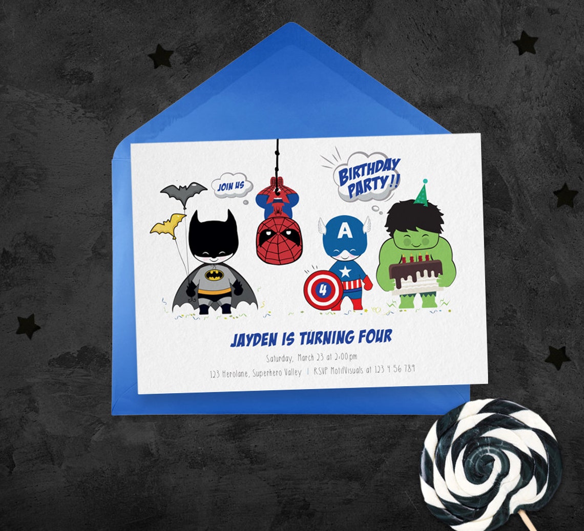 Superhero Birthday Party Invitation Calling All Superheroes Etsy