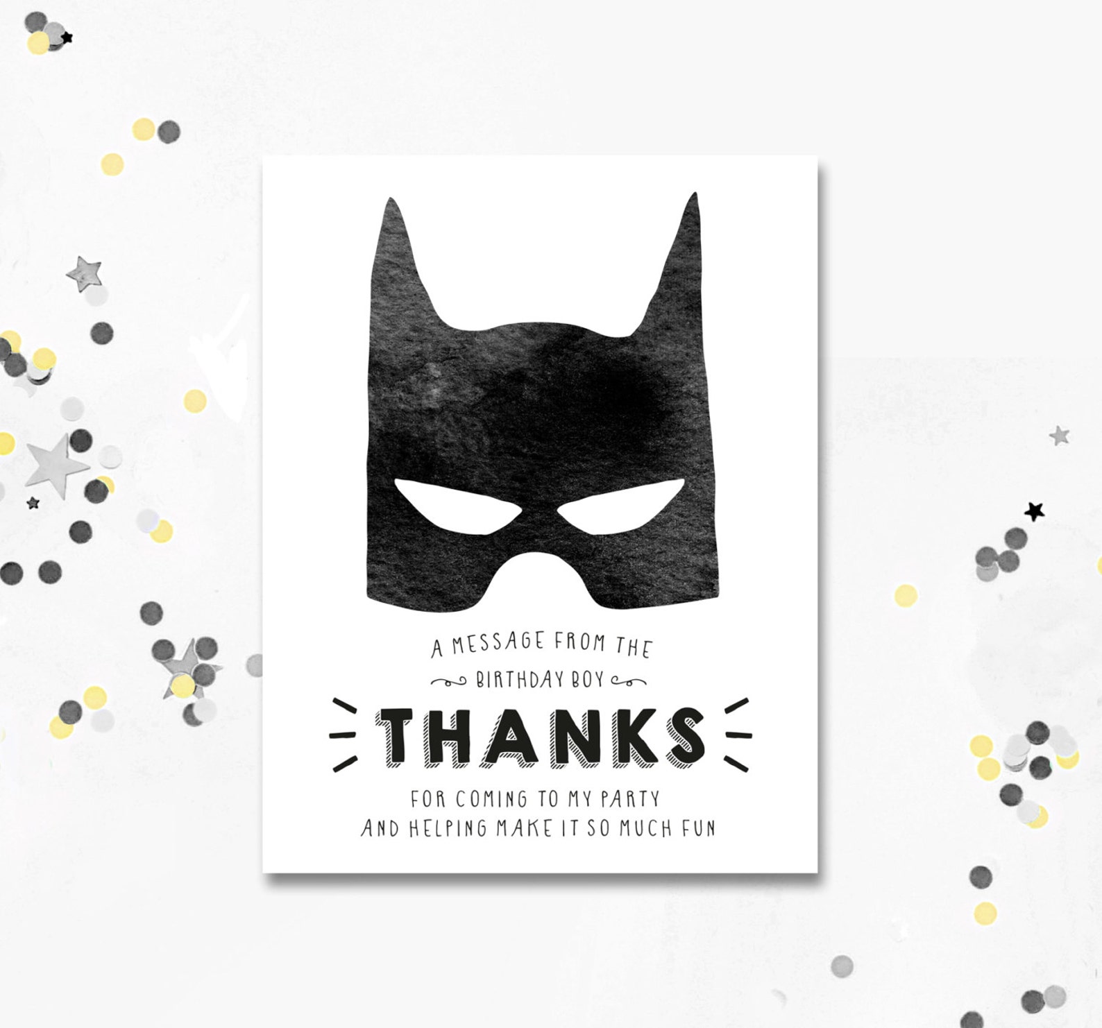 Batman Thank You Card. Batman Birthday Thank You Card. Batman Etsy