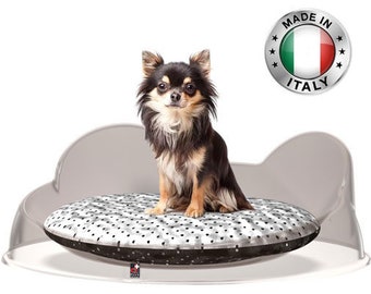 Luxury pet bed dog and cat, removable cushion, designer accessories for small dogs and cats. Modern dog bed and pet furniture made in Italy