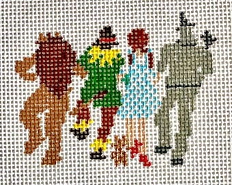 Hand Painted Needlepoint 2”x3” 18 mesh Wizard of Oz