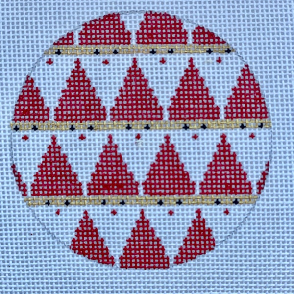 Hand Painted Needlepoint Canvas 3' round ornament