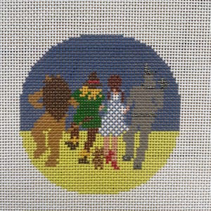 Hand Painted Needlepoint Round 18 13  mesh Wizard of Oz Studio Second