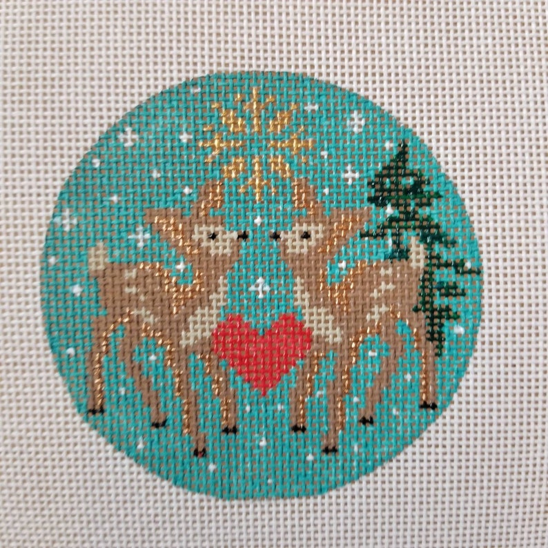 Hand Painted Needlepoint Canvas 3 round ornament Etsy