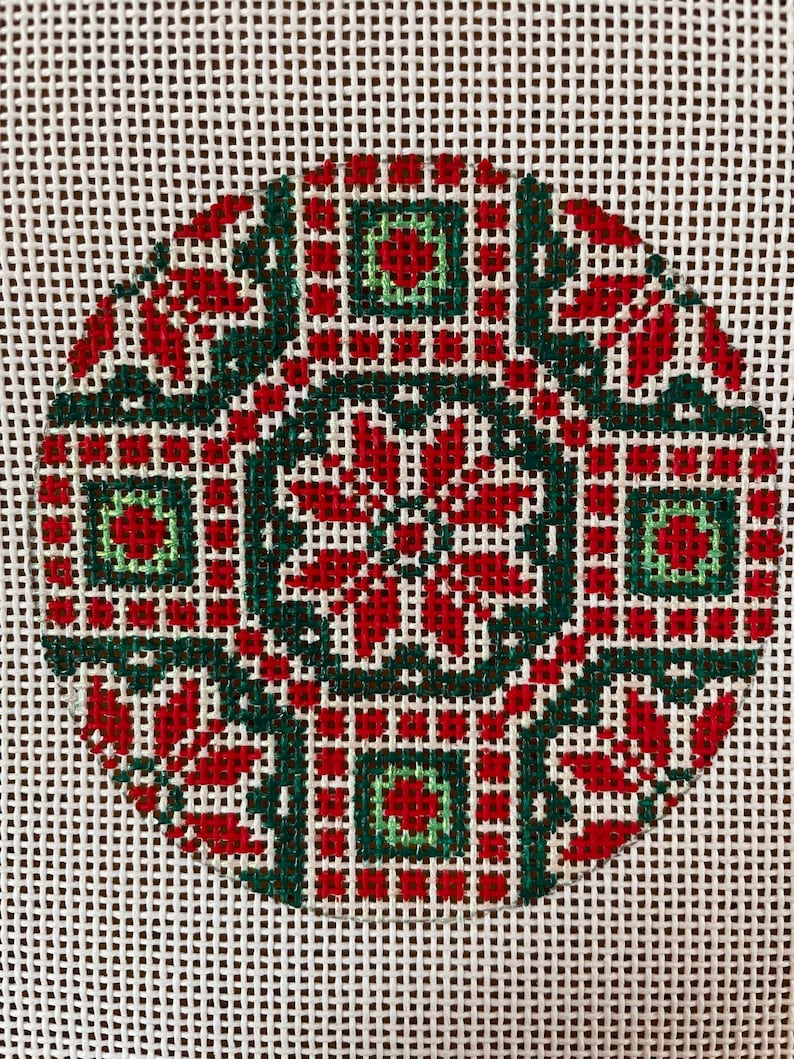 Hand Painted Needlepoint Canvas 3 Round Ornament 18 and Etsy