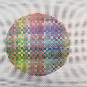 Hand Painted Needlepoint Canvas 3&quot; round ornament Bargello 18 mesh 4&quot; 13 mesh
