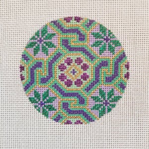 Hand Painted Needlepoint Canvas 3&quot; round ornament