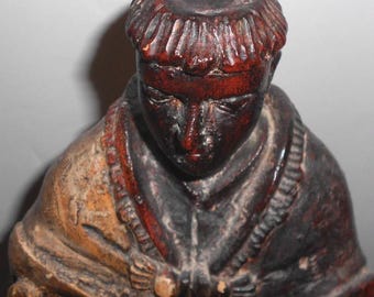 Antique 18th Century Wood Carving Santo Saint Figurine