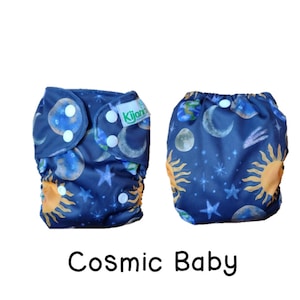 US: Newborn Cover (6-15 lbs), Cosmic Baby, Adjustable, Wipeable Newborn Cloth Diaper Cover, Ships from US