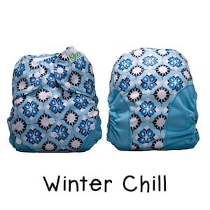 US: Newborn Cover (6-15 lbs), Winter Chill, Adjustable, Wipeable Newborn Cloth Diaper Cover, Ships from US