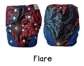 UK: XL Nappy Wrap for Children 14-32 kgs, Limited Edition Flare Print, Adjustable and Wipeable, Big Kid Diaper Cover, Ships from UK