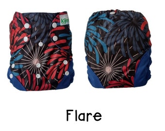 UK: Nappy Wrap One Size Birth to Potty (5-20kgs), NEW Print! Adjustable and Wipeable, Flare (Ships from the UK)