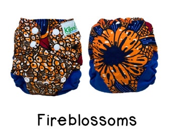 UK: Newborn Wrap (3-7 kgs), Adjustable and Wipeable Newborn Cloth Nappy Wrap, Fireblossoms, Ships from UK