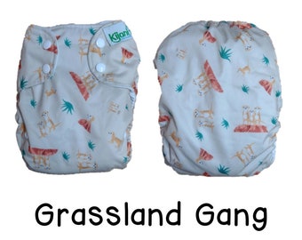 UK: Reusable Cloth Swim Nappy / One Size Birth to Potty for 5 to 20 kgs / Athletic Wicking Jersey / Quick Drying /Grassland Gang