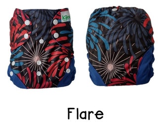 US: Cloth Diaper Cover One Size Birth to Potty (10-35 lbs), Flare, Wipeable and Adjustable, Limited Edition Prints, Ships from US