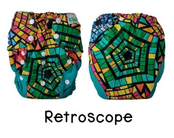 UK: XL Nappy Wrap for Children 14-32 kgs, Limited Edition Retroscope Print, Adjustable and Wipeable, Big Kid Diaper Cover, Ships from UK