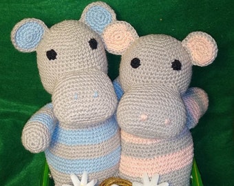UK: Crocheted Hippo Plushies made by Ugandan Mamas / Easter bunny / Easter basket gift / Baby Shower / Birthday (ships to U.K./E.U. only)