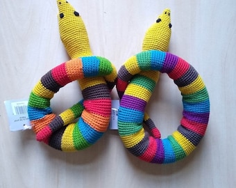 UK: Crocheted Snake Plushie made in Uganda / Child Toy / Easter Basket gift / Birthday Gift (not for dogs) (ships to U.K./E.U. only)