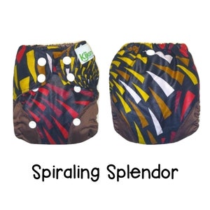 US: Newborn Cover (6-15 lbs), Spiraling Splendor, Adjustable, Wipeable Newborn Cloth Diaper Cover, Ships from US