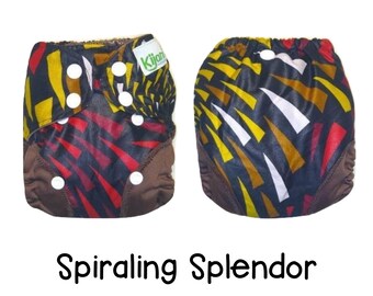 US: Newborn Cover (6-15 lbs), Spiraling Splendor, Adjustable, Wipeable Newborn Cloth Diaper Cover, Ships from US