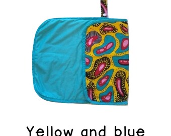 UK: Roll Up Changing Mats, Kaleidoscope Print, Made with African Kitenge Prints and Waterproof PUL - Ships from the UK