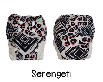 US: Newborn Cover (6-15 lbs), Serengeti Print, Adjustable, Wipeable Newborn Cloth Diaper Cover, Ships from US