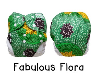 UK: XL Nappy Wrap for Children 14-32 kgs, Fabulous Flora, Adjustable and Wipeable, Big Kid Diaper Cover, Ships from the UK