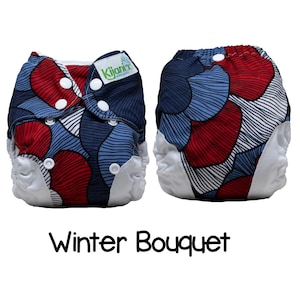 US: Newborn Cover (6-15 lbs), Winter Bouquet, Adjustable, Wipeable Newborn Cloth Diaper Cover, Ships from US