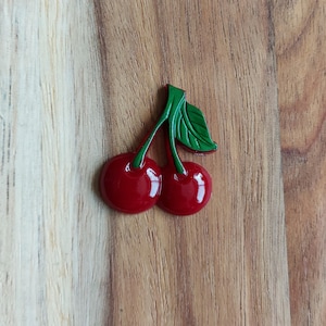 Bakelite Style Cherry Brooch, Rockabilly Brooch, 50s Pin Up, Handmade Resin Jewelry By RosieMays