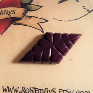 40s 50s Style Vintage Reproduction Bakelite Style Leaf Brooch In Berry Red Resin Jewelry By RosieMays