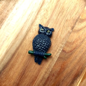 Handmade Navy Blue Resin Owl Brooch, Unique Statement Jewellery, Whimsical Gift for Bird Lovers, Autumn Fall Accessories from RosieMays.