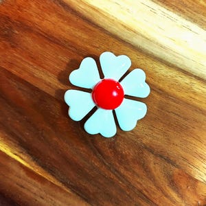 60s Mod Style White Daisy Brooch, Handmade Resin Flower Pin.