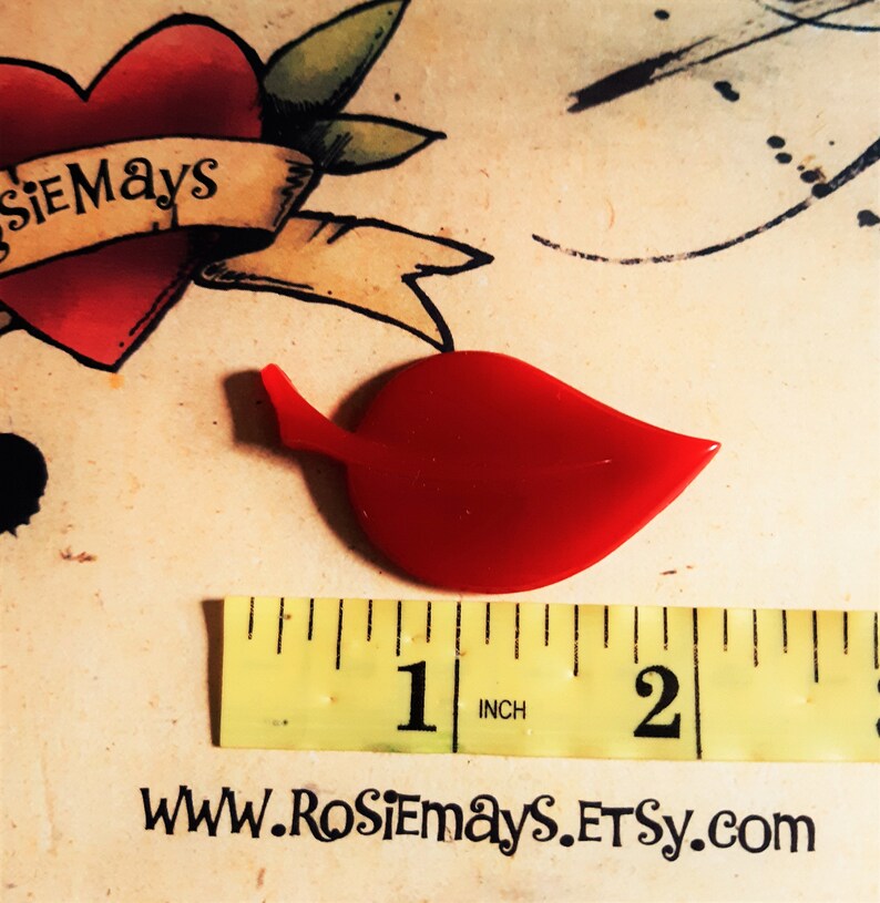 40s 50s Style Vintage Reproduction Bakelite Style Leaf Brooch In Berry Red Resin Jewelry By RosieMays