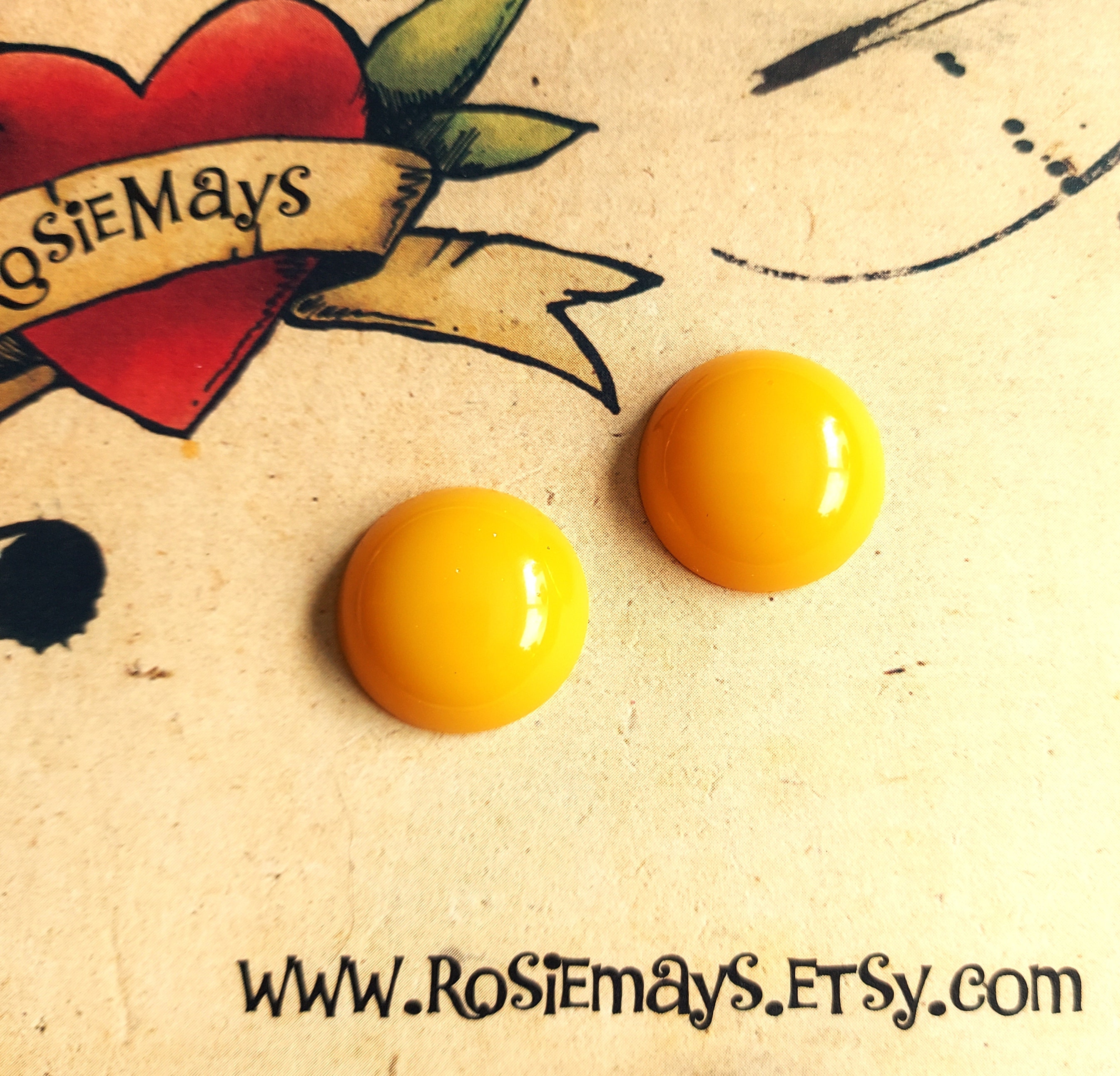 Vintage Style Resin Earrings By RosieMays Yellow 1950s Style Flower Earrings