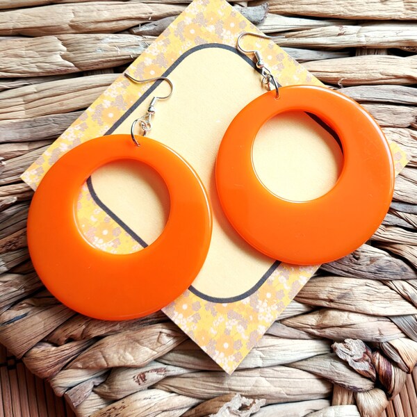 Monkey Orange Resin Drop Earrings