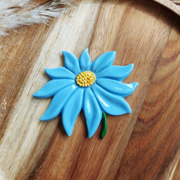 1940's Inspired Large Flower Brooch In Pale Blue, Gift For Nature Lover, Hand Painted Resin Jewellery By RosieMays