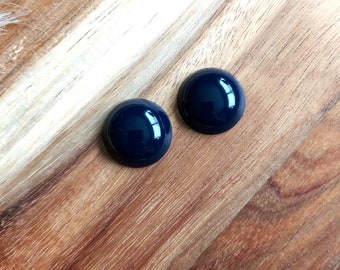 Navy Blue Domed Stud Earrings, 50s 60s Style, Bakelite Inspired, Resin Earrings, Rockabilly, Pin Up.