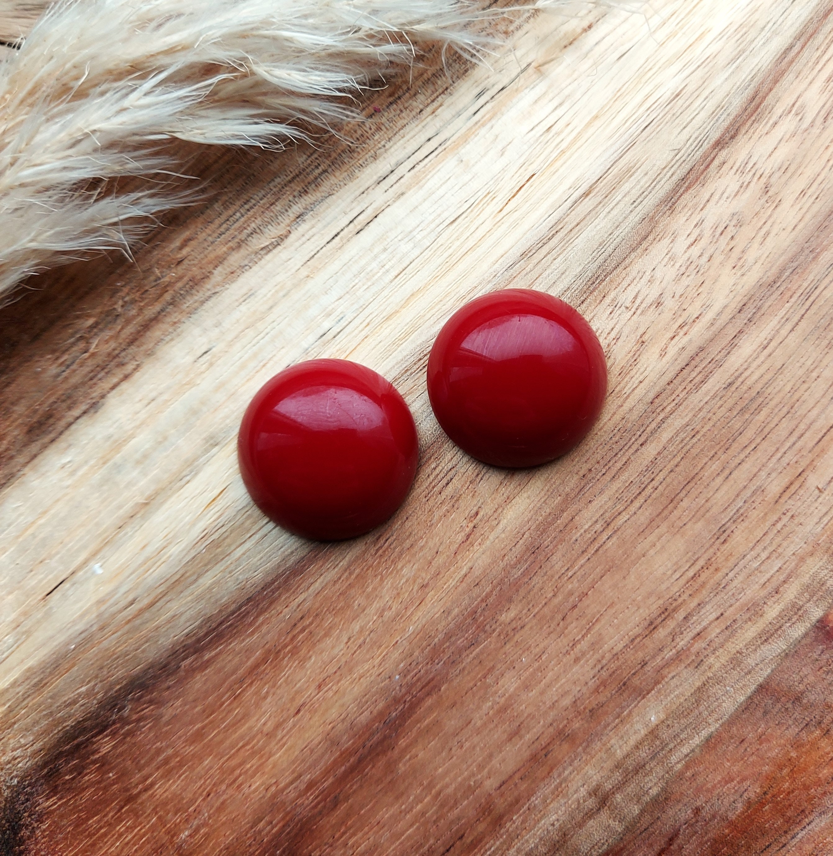 Red Button Earrings Etsy UK