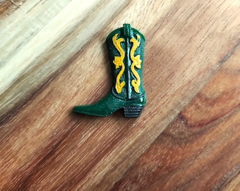 Green Cowboy Boot Brooch, Western Style Novelty Jewellery, Boho Accessories, Hand Painted Resin Brooch By RosieMays