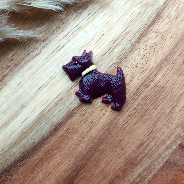 Small Purple Dog Brooch, Vintage Celluloid Style Pin, 40s 50s Inspired, Small Novelty Brooch, Handmade Resin Jewelry, Rockabilly, Pin Up.