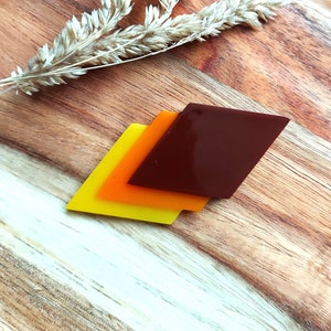 Geometric Brooch In Brown, Orange and Yellow,  Art Deco Inspired Diamond Shaped Pin, Bakelite Style Handcrafted Resin Jewellery..