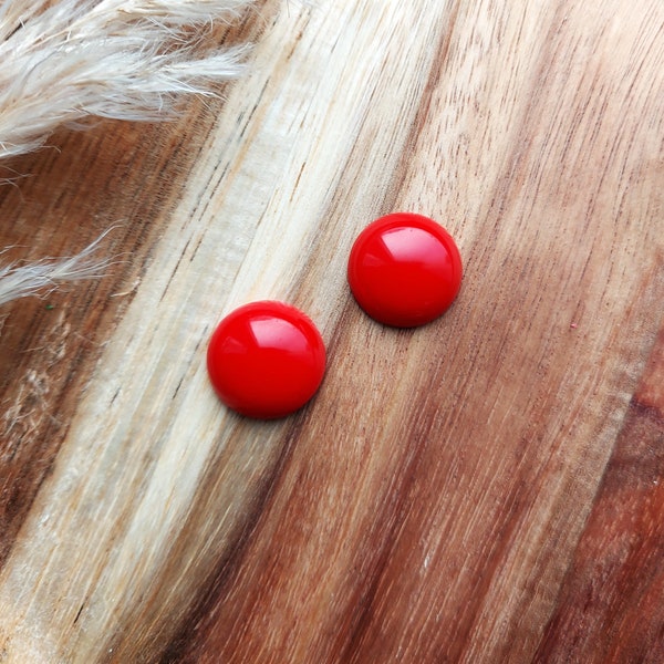 Rockabilly Cherry Red Earrings, 1950's Style Studs,  Resin Earrings By RosieMays