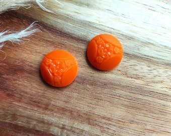 Orange Floral Stud Earrings: 50s Style Resin Reproduction