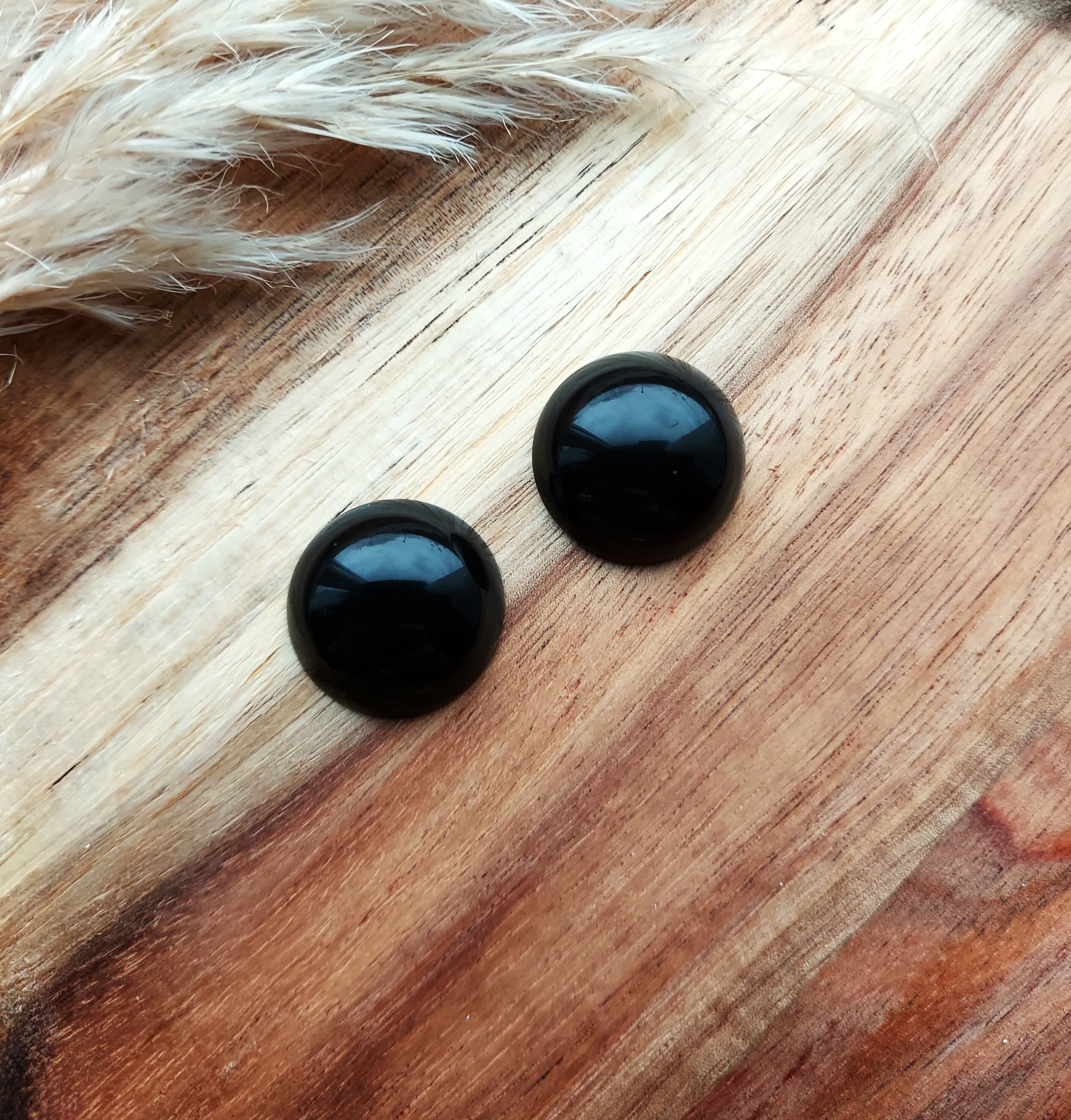Black button earrings best sale