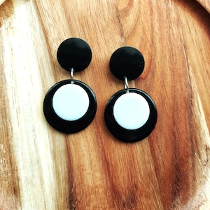 1960s Style Circle Drop Earrings: Handmade Resin Geometric Jewellery