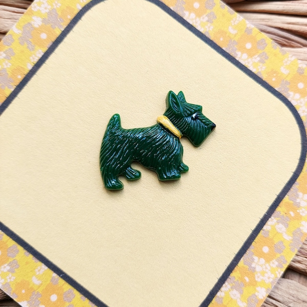 Small Scottie Dog Brooch In Deep Green, Art Deco Inspired, Handmade Resin Brooch By RosieMays