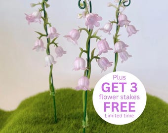3 Fairy Garden Flower Stakes PLUS 3 FREE - (Pink/Mauve)