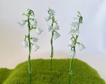 3 Fairy Garden Flower Stakes - (soft blue)