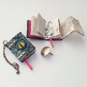 Miniature 'Shimmering Scales' Dragon Book (with printed pages, illustrations, and pull out map)