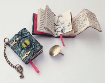 Miniature 'Shimmering Scales' Dragon Book (with printed pages, illustrations, and pull out map)